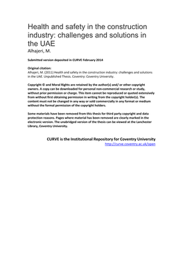 Health and Safety in the Construction Industry: Challenges and Solutions in the UAE Alhajeri, M