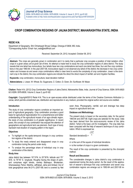 Crop Combination Regions of Jalna District, Maharashtra State, India