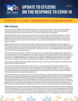 Update to Citizens on the Response to Covid-19 June 2020