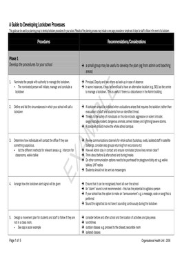 Lockdown Plan Template