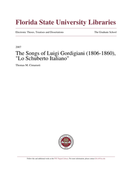 The Songs of Luigi Gordigiani (1806-1860), 