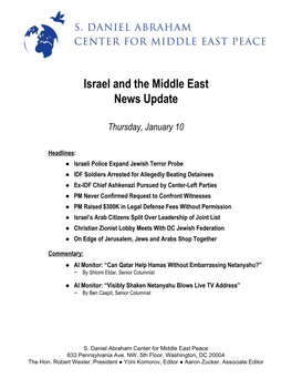 Israel and the Middle East News Update