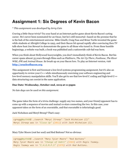 Assignment 1: Six Degrees of Kevin Bacon