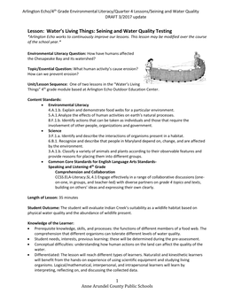 Lesson: Water's Living Things: Seining and Water Quality Testing