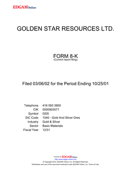 Golden Star Resources Ltd