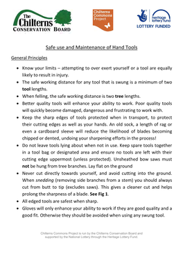 Safe Use and Maintenance of Hand Tools