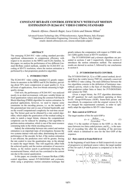 Constant Bit-Rate Control Efficiency with Fast Motion Estimation in H.264/Avc Video Coding Standard