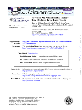 Type I Collagen During Lung Fibrosis Fibrocytes Are Not an Essential