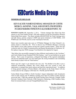 Ken Salyer Named General Manager of Curtis Media's