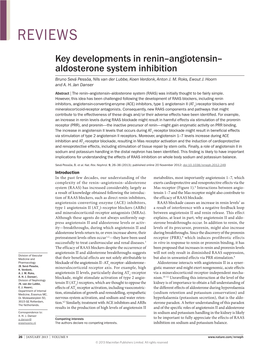 Key Developments in Renin–Angiotensin–Aldosterone System