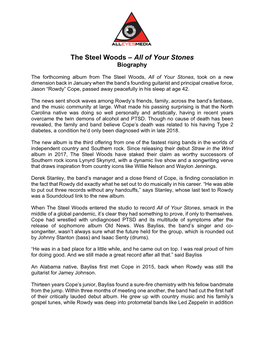 The Steel Woods – All of Your Stones Biography