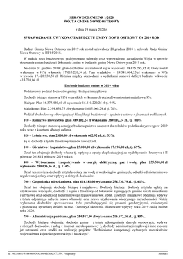 Sprawozdanie Nr 1/2020 Z Dnia 19 Marca 2020 R