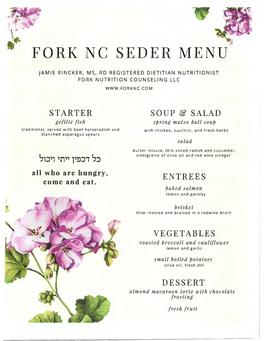 Fork Nc Seder Menu