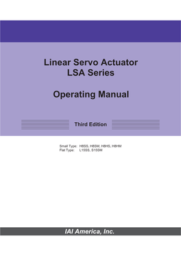 Linear Servo Actuator LSA Series Operating Manual