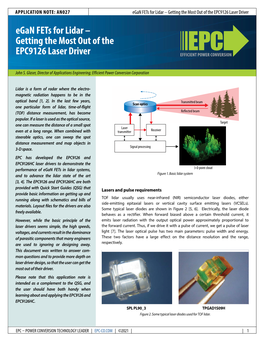 Egan Fets for Lidar – Getting the Most out of the EPC9126 Laser Driver Egan Fets for Lidar – Getting the Most out of The