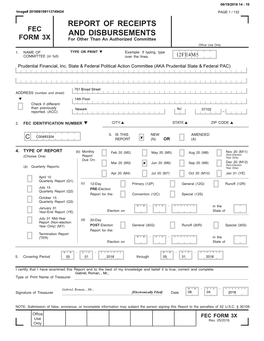 Report of Receipts and Disbursements