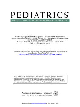 DOI: 10.1542/Peds.2013-0421 ; Originally Published Online April 29