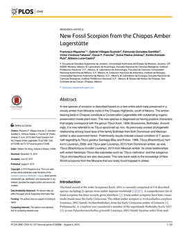 New Fossil Scorpion from the Chiapas Amber Lagerstätte