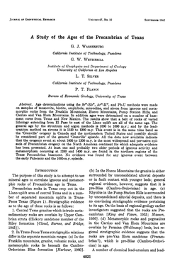 A Study of the Ages of the Precambrian of Texas