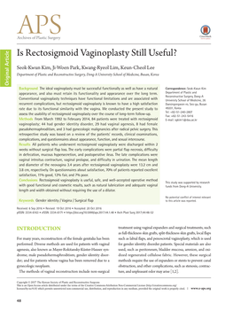 Is Rectosigmoid Vaginoplasty Still Useful?