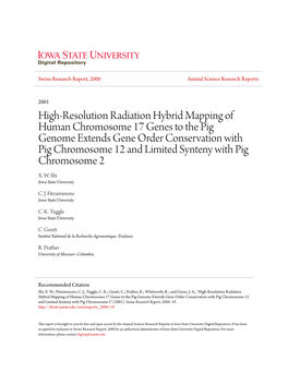 High-Resolution Radiation Hybrid Mapping of Human Chromosome