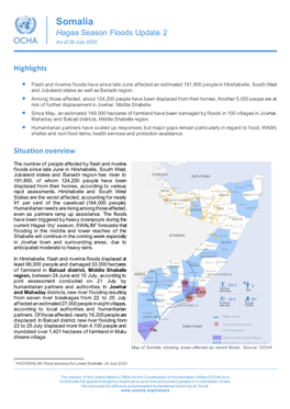 Somalia Hagaa Season Floods Update 2 As of 26 July 2020