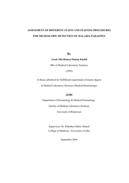 Assessment of Different Stains and Staining Procedures