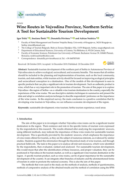 Wine Routes in Vojvodina Province, Northern Serbia: a Tool for Sustainable Tourism Development