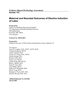 Maternal and Neonatal Outcomes of Elective Induction of Labor