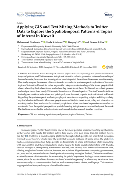 Applying GIS and Text Mining Methods to Twitter Data to Explore the Spatiotemporal Patterns of Topics of Interest in Kuwait