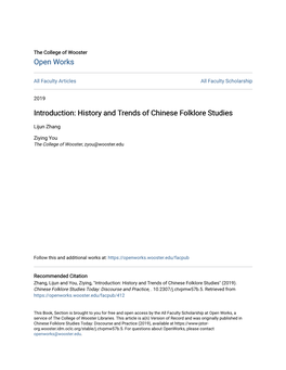 History and Trends of Chinese Folklore Studies