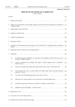 Minutes of the Sitting of 15 March 2017 (2017/C 430/03)