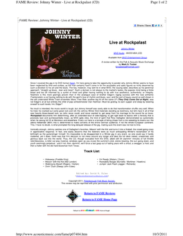 Live at Rockpalast (CD) Page 1 of 2