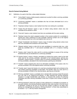 Colorado Secretary of State Election Rules [8 CCR 1505-1] Rule 26 – As