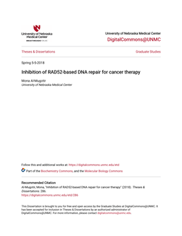 Inhibition of RAD52-Based DNA Repair for Cancer Therapy