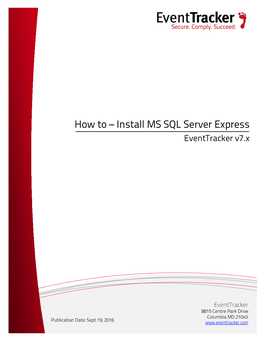 How to – Install MS SQL Server Express