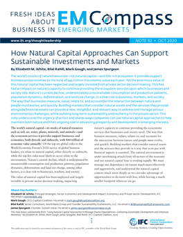 How Natural Capital Approaches Can Support Sustainable Investments and Markets by Elizabeth M