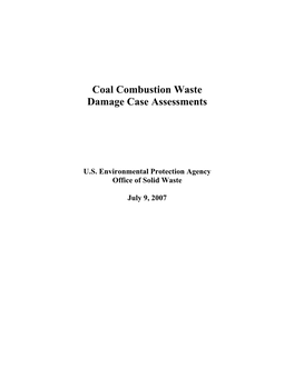 Coal Combustion Waste Damage Case Assessments