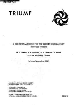 A Conceptual Design for the Triumf Kaon Factory Control System