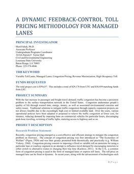 A Dynamic Feedback-Control Toll Pricing Methodology for Managed Lanes