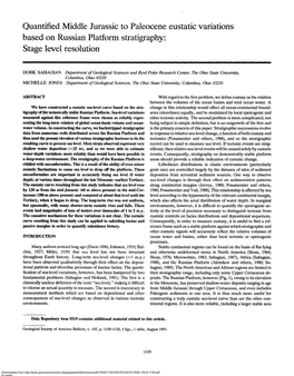 Quantified Middle Jurassic to Paleocene Eustatic Variations Based on Russian Platform Stratigraphy: Stage Level Resolution