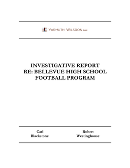 Investigative Report Re: Bellevue High School Football Program