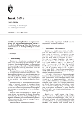 Innst. 369 S (2009–2010) Innstilling Til Stortinget Fra Næringskomiteen