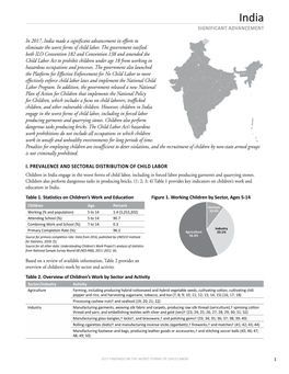 2017 Findings on the Worst Forms of Child Labor: India