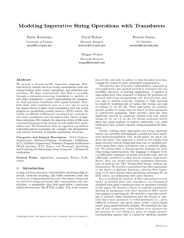 Modeling Imperative String Operations with Transducers