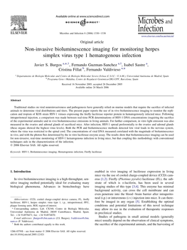 Non-Invasive Bioluminescence Imaging for Monitoring Herpes Simplex Virus Type 1 Hematogenous Infection