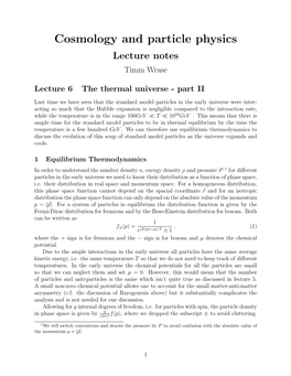 Cosmology and Particle Physics Lecture Notes Timm Wrase