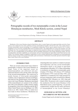 Petrographic Records of Two Metamorphic Events in the Lesser Himalayan Metabasites, Modi Khola Section, Central Nepal