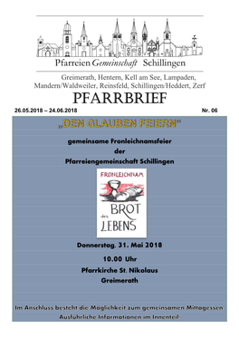 Pfarrbrief 26.05.2018 – 24.06.2018 Nr