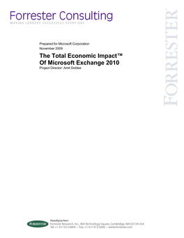 Total Economic Impact of Microsoft Exchange Server 2010